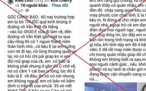 Sự thật thông tin người phụ nữ bị bỏ thuốc mê giữa đêm ở Đà Nẵng