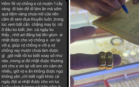 Đánh rơi 1 cây vàng, đôi vợ chồng "cầu cứu" mạng xã hội: Dòng thông báo bất ngờ