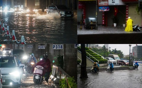 Mưa như trút nước, nhiều tuyến đường ở Hà Nội ngập sâu trong ngày thứ 2 nghỉ lễ 30/4