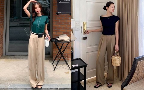 Quần dài màu trà sữa: Trẻ hơn quần đen, sang hơn quần trắng và ai cũng có thể mặc đẹp