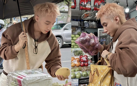 Sơn Tùng đi chợ Bến Thành, nhét xoài, măng cụt vào túi 300 triệu đồng