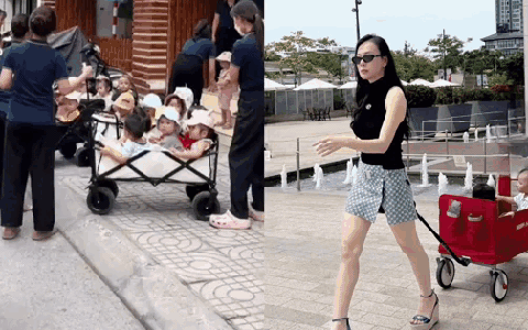Chiếc xe kéo Jimmy - Jenny nhà Phương Oanh lăng xê ngày ấy giờ thành xe chở "búp măng" siêu hot của các trường mầm non