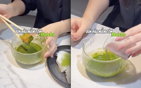 Video pha mắm tôm với matcha để ăn bún đậu lan truyền: Dân mạng phẫn nộ vì "làm méo mó giá trị ẩm thực"