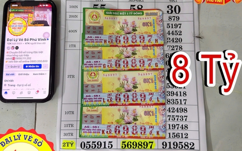 Mua vé số dạo khi đi chợ, người đàn ông trúng 4 tờ độc đắc