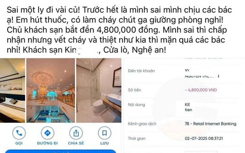Vụ khách hút thuốc làm thủng đệm, bị phạt 4,8 triệu đồng: Chủ khách sạn ở Cửa Lò nói gì?