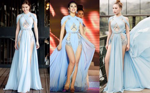 Cùng diện thiết kế váy khoét sâu xẻ cao này, nhưng không một ai duyên dáng được như Huyền My