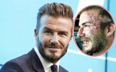 David Beckham dọa fan chết khiếp với khuôn mặt đầy sẹo và răng vàng ố