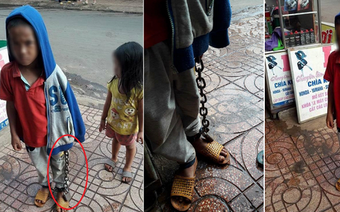 Video: Bé trai bị xích chân tay lang thang giữa chợ cùng em ruột gây phẫn nộ