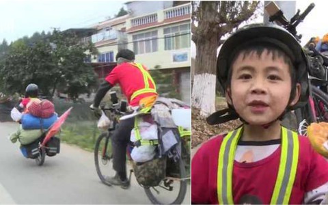 Bé trai 6 tuổi đạp xe đi du lịch cùng bố suốt 25 ngày, chi phí cho cả chuyến đi chưa hết 2 triệu đồng