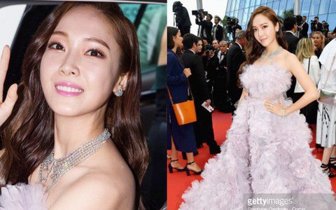 Nữ hoàng sang chảnh Jessica "tím thắm đượm" cả thảm đỏ Cannes, gây náo loạn nhưng sao trông mặt sợ thế này?