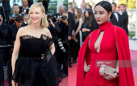 Cannes ngày thứ 10: "Phạm Băng Băng phiên bản lỗi" diện đầm đỏ khoe ngực, mỹ nhân nước Úc mặc áo quây quần dài bất chấp lệnh cấm