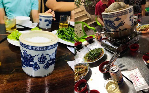 Đi ăn ở nhà hàng Hà Nội, thanh niên hết hồn vì niêu cơm trông y hệt bát hương, thêm đũa bông, trứng luộc là "chuẩn" cơm cúng