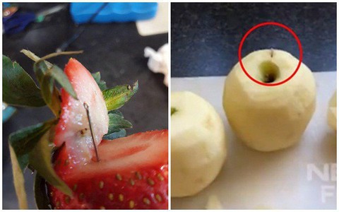 Trái cây Úc điêu đứng, người tiêu dùng hoang mang khi phát hiện một loạt các mặt hàng dâu tây, táo và chuối chứa kim khâu bên trong