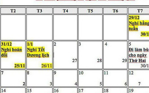 Tết Dương lịch 2019 được nghỉ mấy ngày?