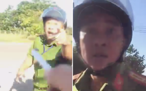 Bình Phước: Xôn xao clip người đàn ông mặc đồng phục công an văng tục và đòi hành hung tài xế xe đầu kéo