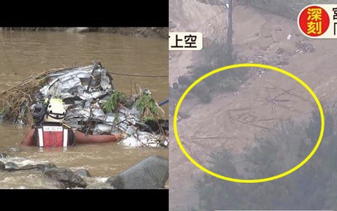 Gia đình 4 người ở Nhật chết thảm trong xe hơi vì siêu bão Hagibis, người dân viết chữ cầu cứu nước và lương thực tại vùng bị cô lập