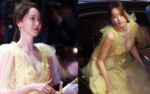Cận cảnh khoảnh khắc Yoona (SNSD) o ép vòng 1 đến mức suýt "lộ hàng" trên thảm đỏ LHP Busan