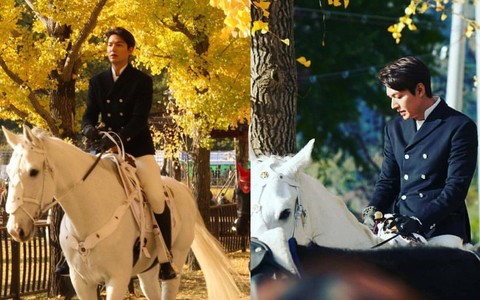 Lộ tạo hình siêu điển trai của Lee Min Ho: Cưỡi bạch mã giữa rừng lá vàng trong phim mới của biên kịch Hậu duệ mặt trời 