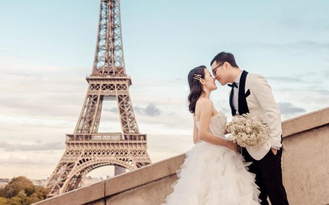 Trước hôn lễ ngoài trời lãng mạn, BTV thời sự trẻ nhất VTV đã có bộ ảnh cưới ở Paris theo phong cách cổ điển, mộng mơ đầy cuốn hút