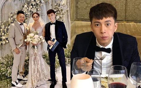 Lịch lãm như soái ca nhưng Ngô Kiến Huy lại để lộ khoảnh khắc "đánh mất hình tượng" này trong đám cưới Bảo Thy