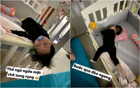 1001 tư thế ngủ của bé 7 tháng tuổi: Khi thì "ngửa mặt chờ sung rụng", lúc lại "sầu tím thiệp hồng"