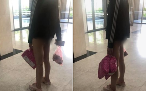 Sốc với cô gái không mặc quần đứng đợi thang máy, lộ nguyên cả vòng 3