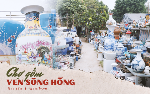 Ngày cận Tết Nguyên đán, chợ gốm ven sông Hồng là địa chỉ mua sắm ngon bổ rẻ để chị em tha hồ lựa chọn