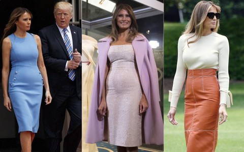 Phu nhân Tổng thống Mỹ - bà Melania Trump vẫn mặc đầm ôm sát bất chấp cả việc lộ nhược điểm vóc dáng