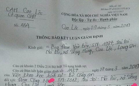 Lạng Sơn: Đã có kết luận giám định của Công an về vụ “học sinh có nguy cơ mù mắt nghi do cô giáo chủ nhiệm đánh”