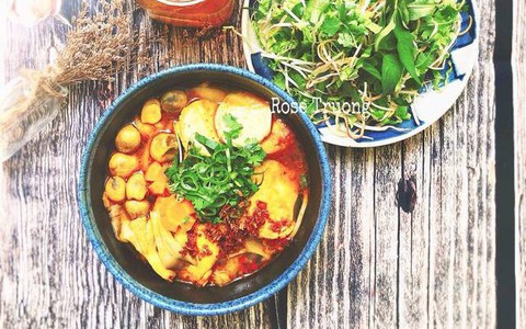 Học mẹ đảm Nha Trang nấu bún bò chay ngon không thua bún bò mặn