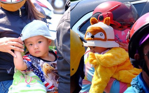 Bình Dương: Bố mẹ ẵm con, tay xách nách mang trở lại thành phố làm việc giữa trời nắng gắt, trẻ con ngủ gục trên xe