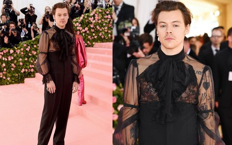 Chán làm lãng tử đời thường, Harry Styles diện hẳn jumpsuit xuyên thấu, mang giày cao gót chấp hết chị em tại Met Gala 2019