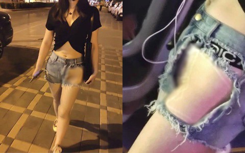 Cô gái mặc chiếc quần kiểu "can lộ lộ" diễu phố, dân mạng hỏi mặc thế thì nóng hay mát?