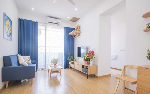 Căn hộ 66m² trên tầng cao với thiết kế đơn giản ở quận Thanh Xuân của gia chủ yêu màu xanh biển