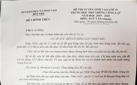 Đề Ngữ văn lớp 10 tỉnh Bến Tre nhầm năm sinh Tổng thống Mỹ: Sở GD&ĐT nói gì?