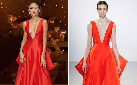 Vòng 1 nảy nở đúng là sexy nhưng lại khiến Mâu Thủy “thua đẹp” siêu mẫu quốc tế khi diện đầm của NTK Công Trí