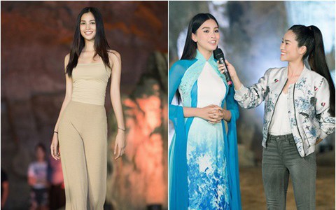 HH Tiểu Vy khoe mặt mộc siêu xinh, tự tin dẫn đầu dàn chân dài đình đám trình diễn catwalk trong hang động