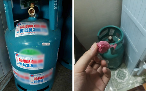 Nhân viên tiệm gas xộc thẳng vô nhà giành khách, dùng bật lửa để kiểm tra gas hết hay còn trong sự bàng hoàng của chủ nhà
