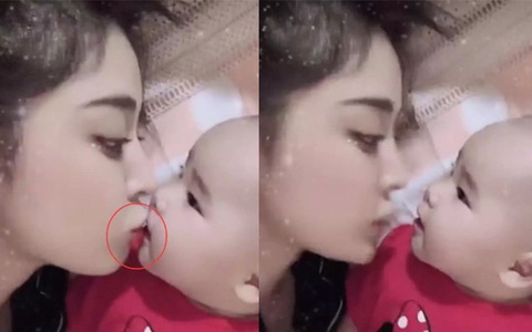 Hết khiến netizen ngán ngẩm vì trình độ tiếng Anh dở tệ, Cổ Lực Na Trát lại gây tranh cãi khi hôn trẻ nhỏ với đôi môi đầy son