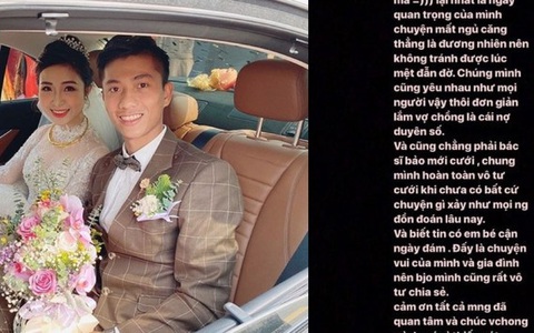 Vừa cưới chưa tới 1 ngày, vợ Văn Đức đã thông báo đang mang thai con đầu lòng