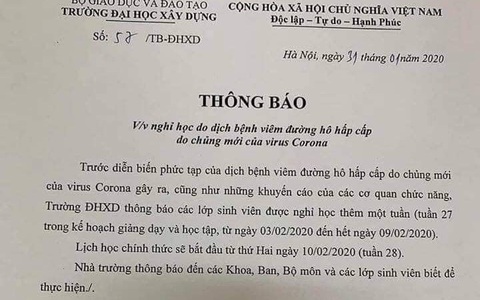 Hà Nội: Nhiều sinh viên ĐH được nghỉ thêm 1 tuần đề phòng corona