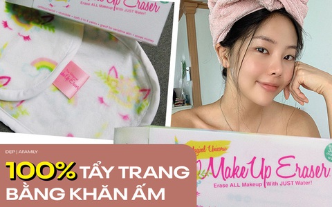 Review nhanh chiếc khăn ma thuật giúp lau sạch lớp trang điểm chỉ với nước ấm 