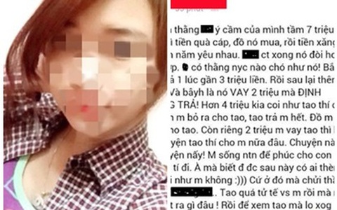 Nữ sinh tố bạn trai chia tay đòi quà lại còn mượn thêm 2 triệu đồng