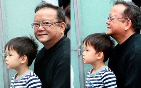 "Hòa Thân" 65 tuổi đưa con trai nhỏ đi chơi