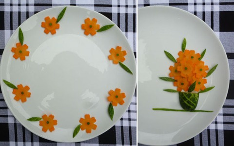 5 kiểu trang trí đĩa ăn cực đẹp từ 2 cách cắt tỉa dưa leo cà rốt