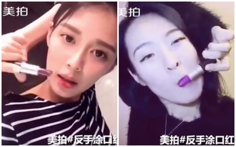 Trò mới của giới trẻ: Vòng tay qua đầu đánh son