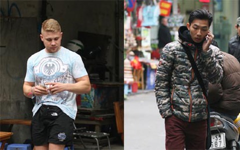Trời lạnh, khách du lịch mặc áo cộc tay, người Hà Nội kín bưng với áo phao 
