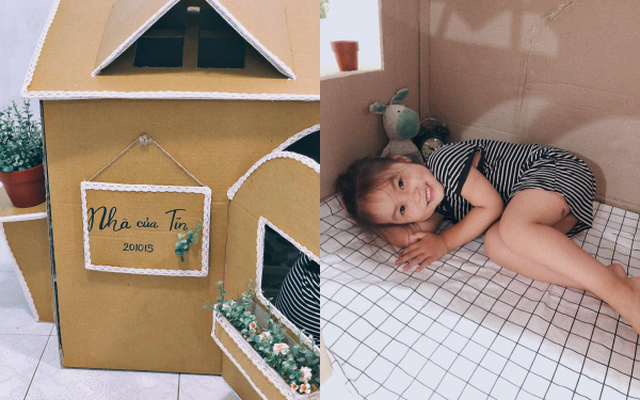 Mẹ Hà Nội làm cho con ngôi nhà bằng bìa các tông siêu dễ thương ...