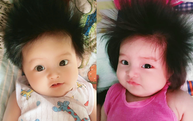 Bé gái 3 tháng tuổi gây sốt vì mái tóc \