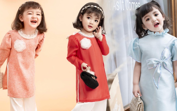 Mẫu Nhí Hà Thành Diện Loạt Áo Dài Tết Xinh Như Mộng